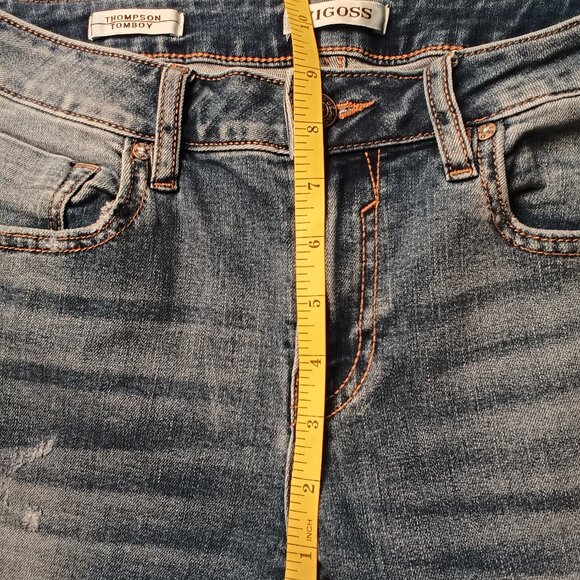 Vigoss Jeans Size 29/8 Thompson Tomboy Mid Rise Slim Leg Medium Wash Distressed - Picture 8 of 10